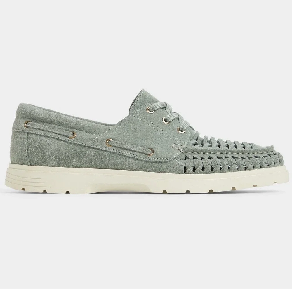 Aldo Mikal Mens Sage Suede Boat Shoes Pillow Walk Woven Lace Up Mikal-311 Size 7